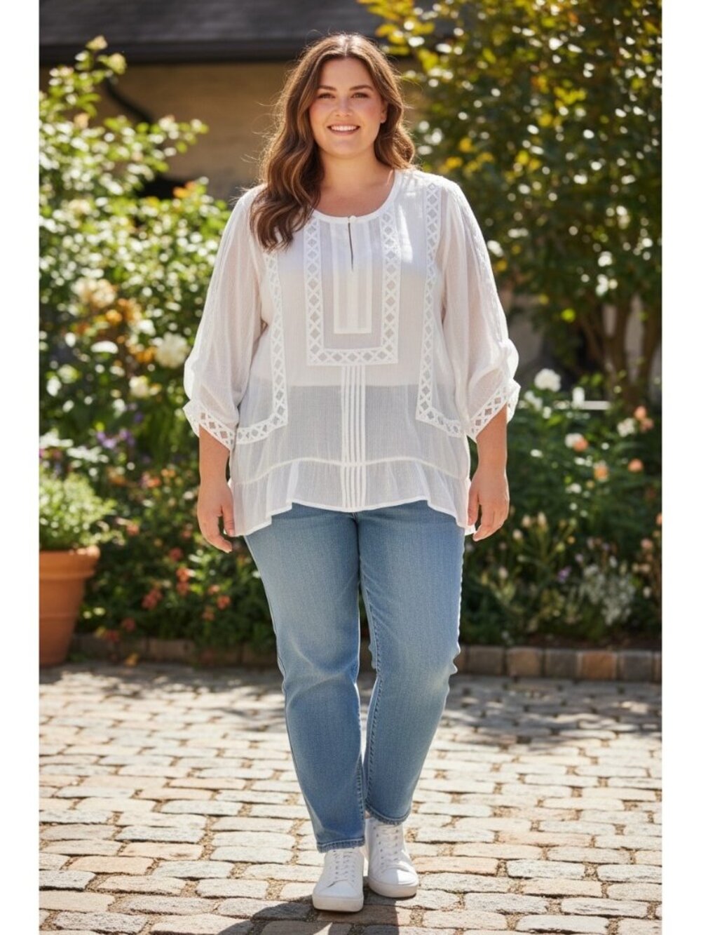 Chico's Women's Sheer White Blouse